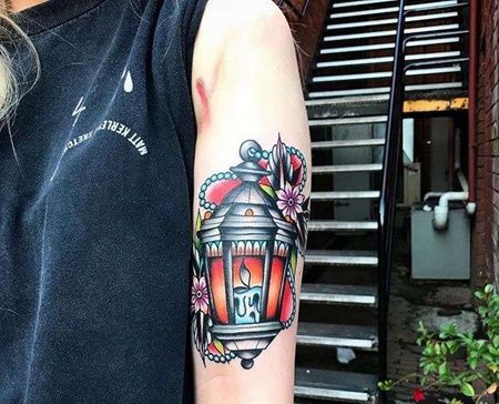 Old School小臂灯笼纹身图案