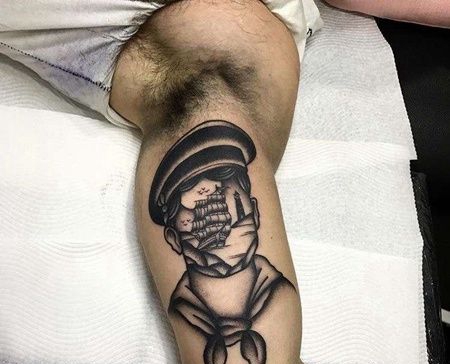 Old School大臂水手纹身图案
