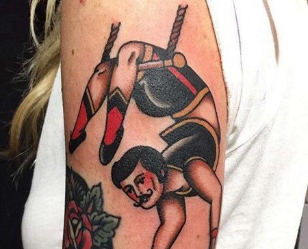 Old School大臂人像纹身图案