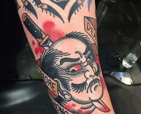 Old School小臂人像纹身图案