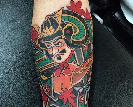 日式小臂武士纹身图案