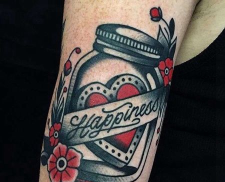 日式大臂瓶子纹身图案