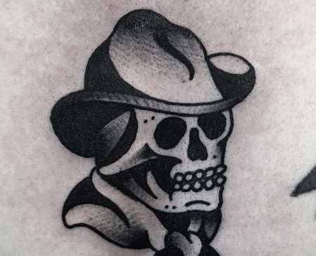 Old School后背骷髅纹身图案