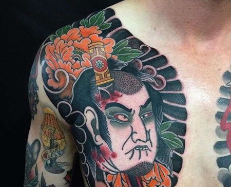 Old School前胸人像纹身图案