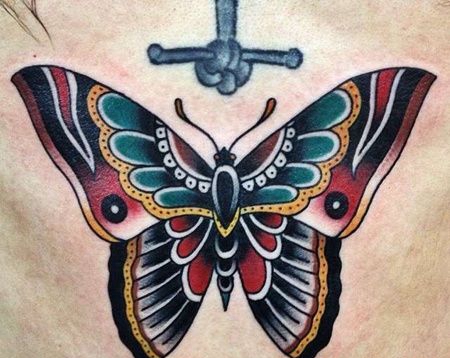 Old School蝴蝶纹身图案