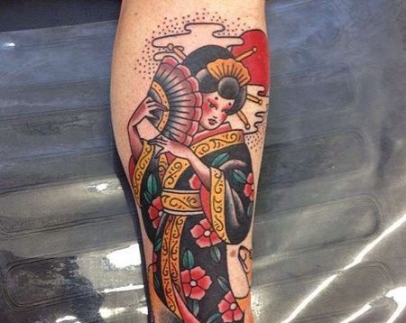 Old School小臂艺伎纹身图案