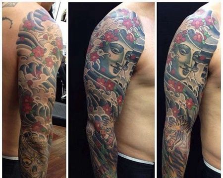 新传统大臂佛嘎巴拉老虎纹身图案