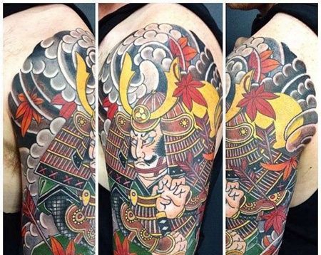 日式大臂武士纹身图案