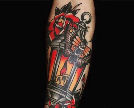 New School小臂灯笼纹身图案