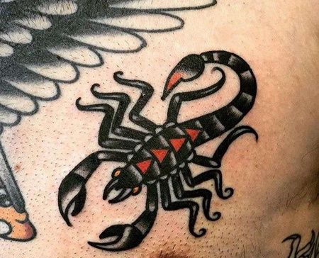 Old School前胸蝎子纹身图案