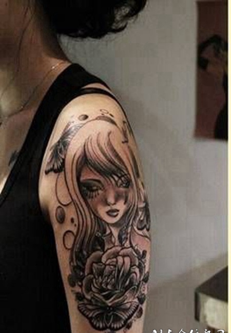 女生纹身图纸手臂图片