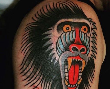 Old School大臂狒狒纹身图案