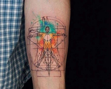 水彩小臂人像纹身图案