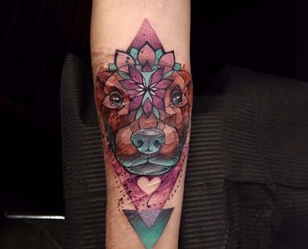 水彩小臂狗纹身图案