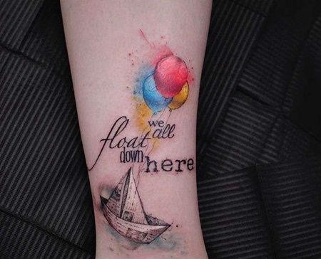 水彩小腿气球纹身图案