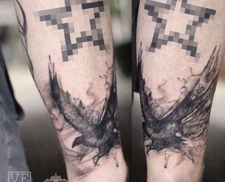 泼墨小臂老鹰纹身图案