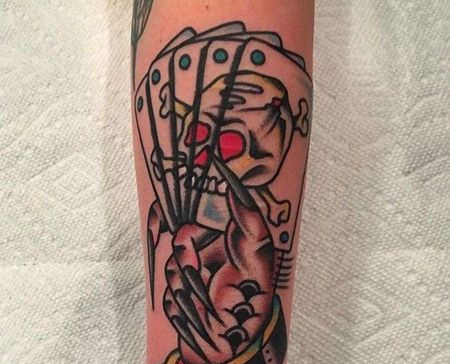 Old School小臂手扑克纹身图案