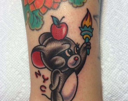 Old School小腿老鼠纹身图案