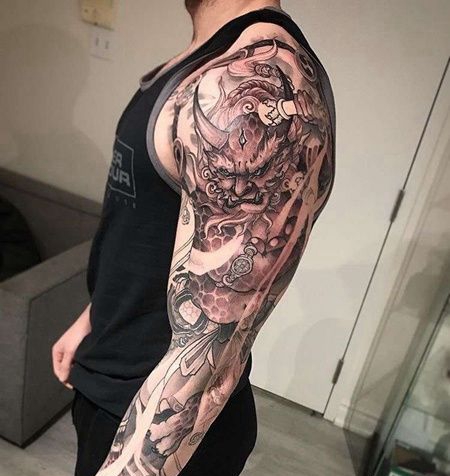 新传统胳膊雷神纹身图案