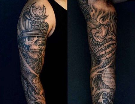 新传统胳膊鬼武士龙纹身图案