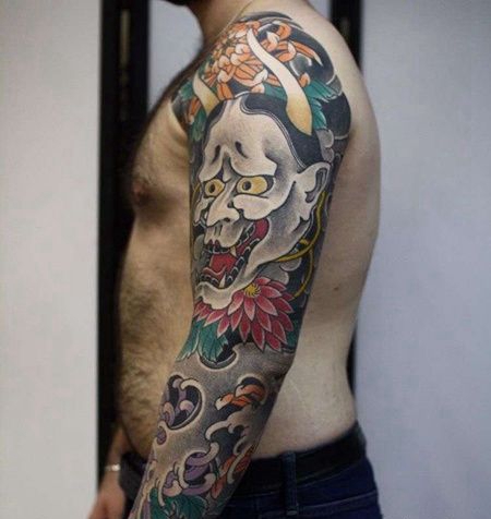 日式胳膊武士纹身图案