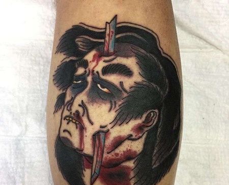 日式小腿武士纹身图案