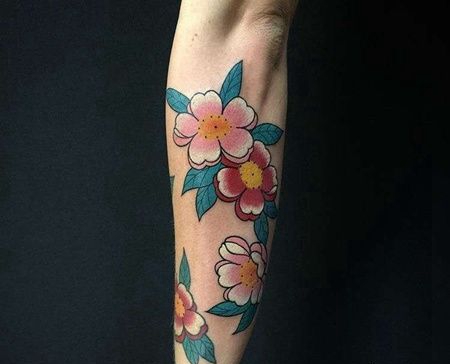 日式小臂樱花纹身图案