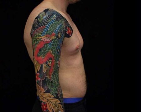 日式大臂凤凰纹身图案