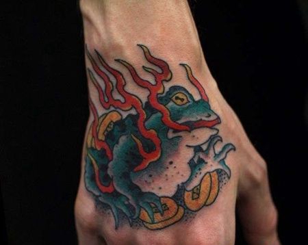 日式手背青蛙纹身图案