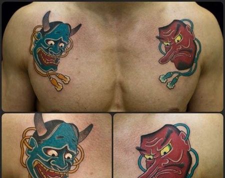 新传统前胸般若天狗纹身图案