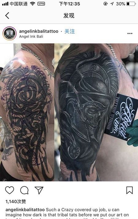 写实大臂斯巴达纹身图案