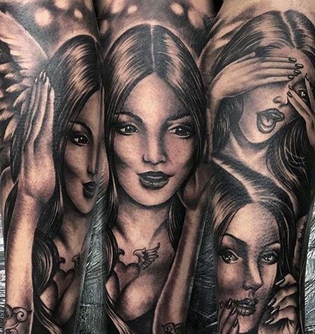 写实小臂女人纹身图案