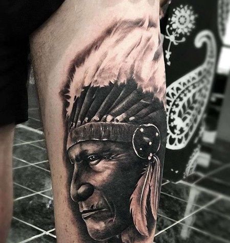 写实大腿人像纹身图案