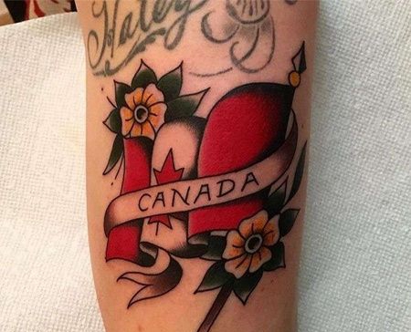 Old School大臂国旗纹身图案