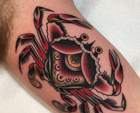 Old School大臂螃蟹纹身图案