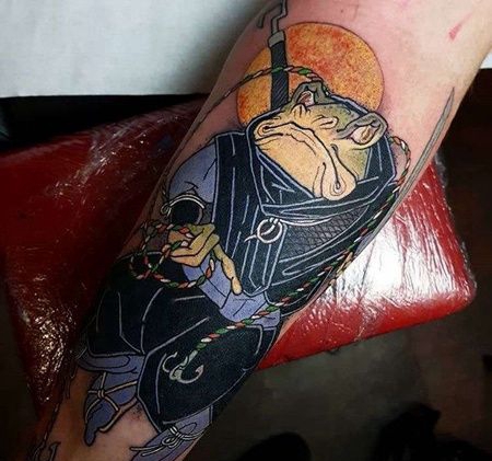 日式小臂青蛙纹身图案