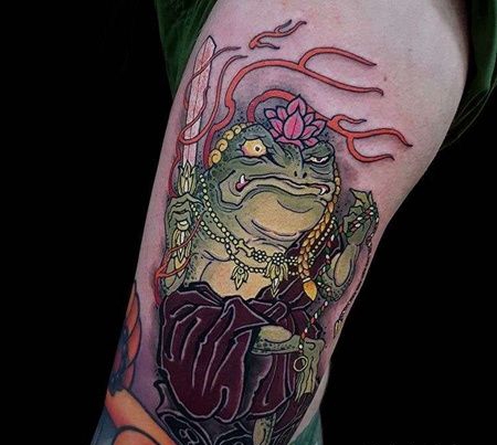 日式大腿青蛙纹身图案