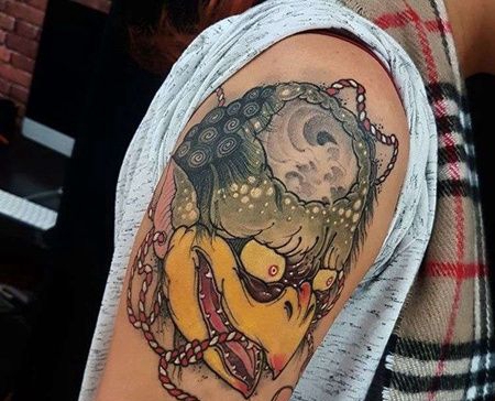 日式大臂夜叉纹身图案