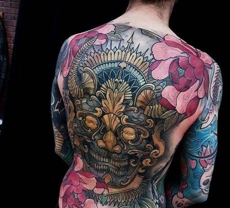 新传统后背嘎巴拉纹身图案