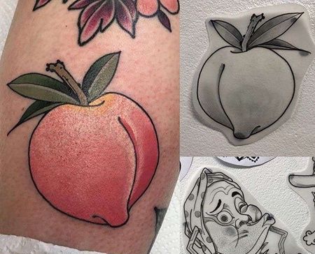 小腿桃子纹身图案