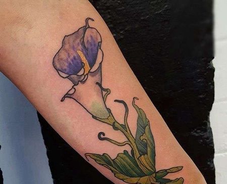 new school小臂牵牛花纹身图案