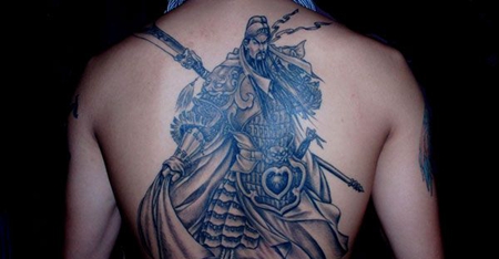 满背帅气关公纹身图案