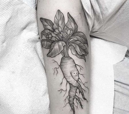 点线大臂萝卜纹身图案