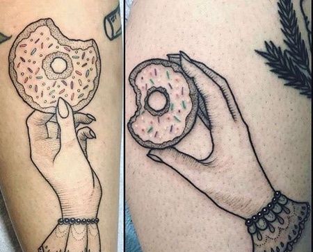 线条小腿手甜甜圈纹身图案