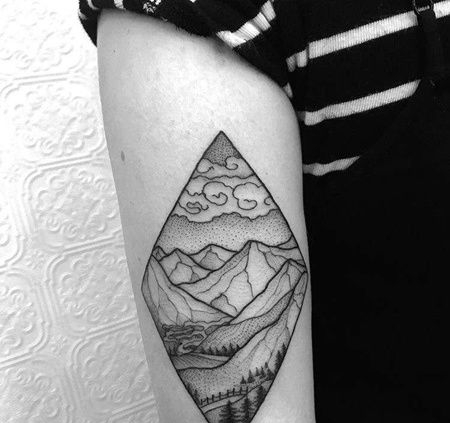 点线大臂山纹身图案