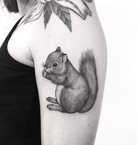 点线大臂松鼠纹身图案