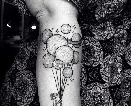 点线小臂气球纹身图案