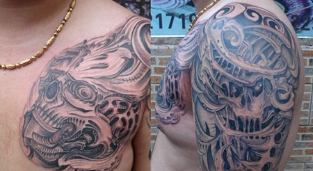 半甲嘎巴拉恶魔纹身图案