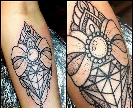 几何小臂宝石纹身图案