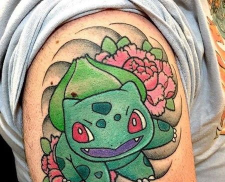 卡通大臂神奇宝贝妙蛙种子纹身图案